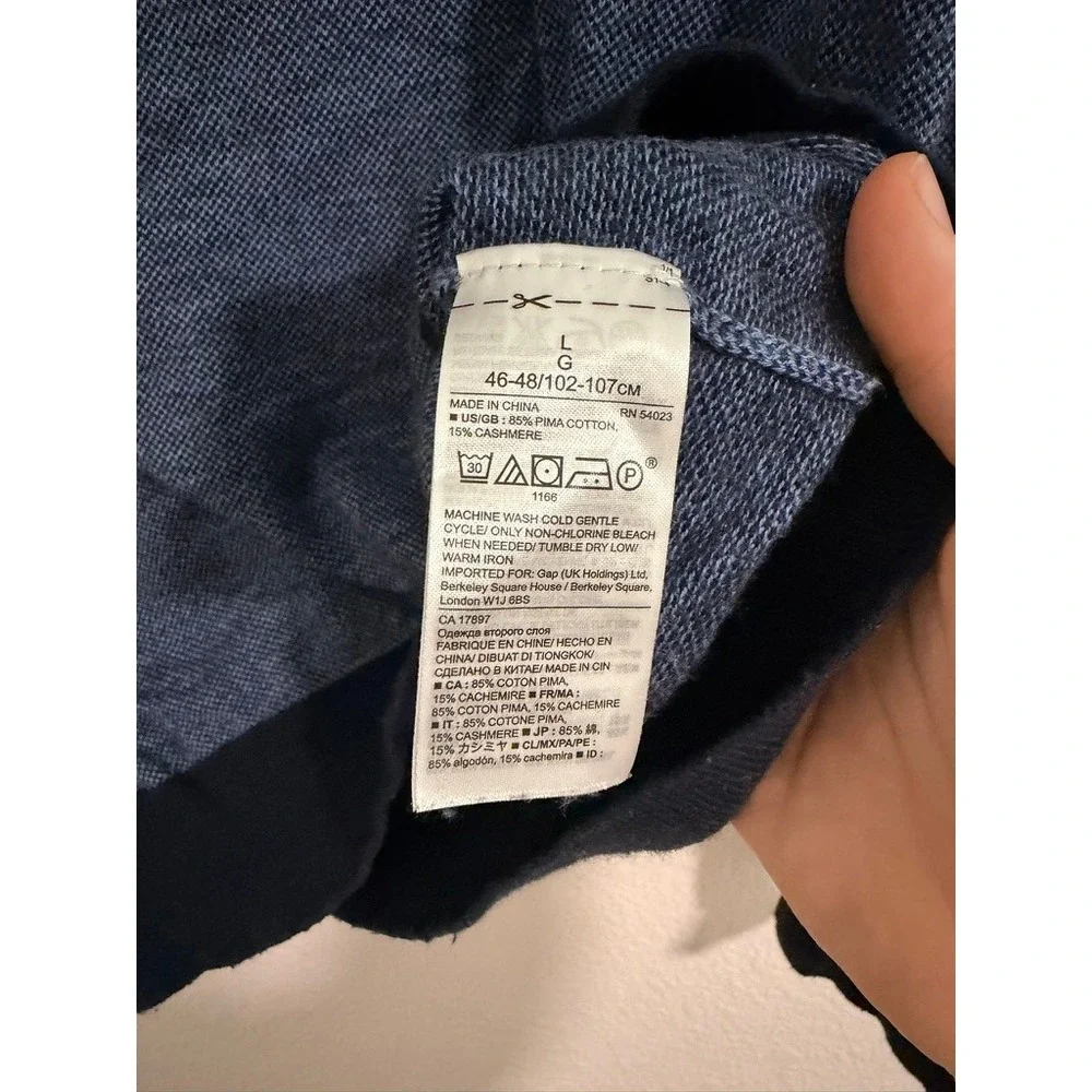 Banana Republic Pima Cotton Cashmere Crewneck Sweater Blue Mens Large Raglan